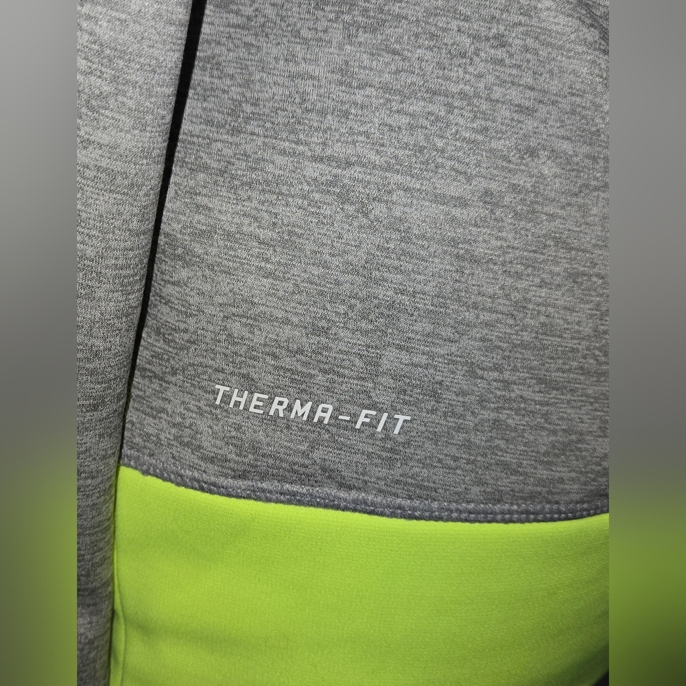 NIKE Therma-Fit Hooded Sweatshirt Gray & VIibrant Yellow Sz Sm - Picture 5 of 7